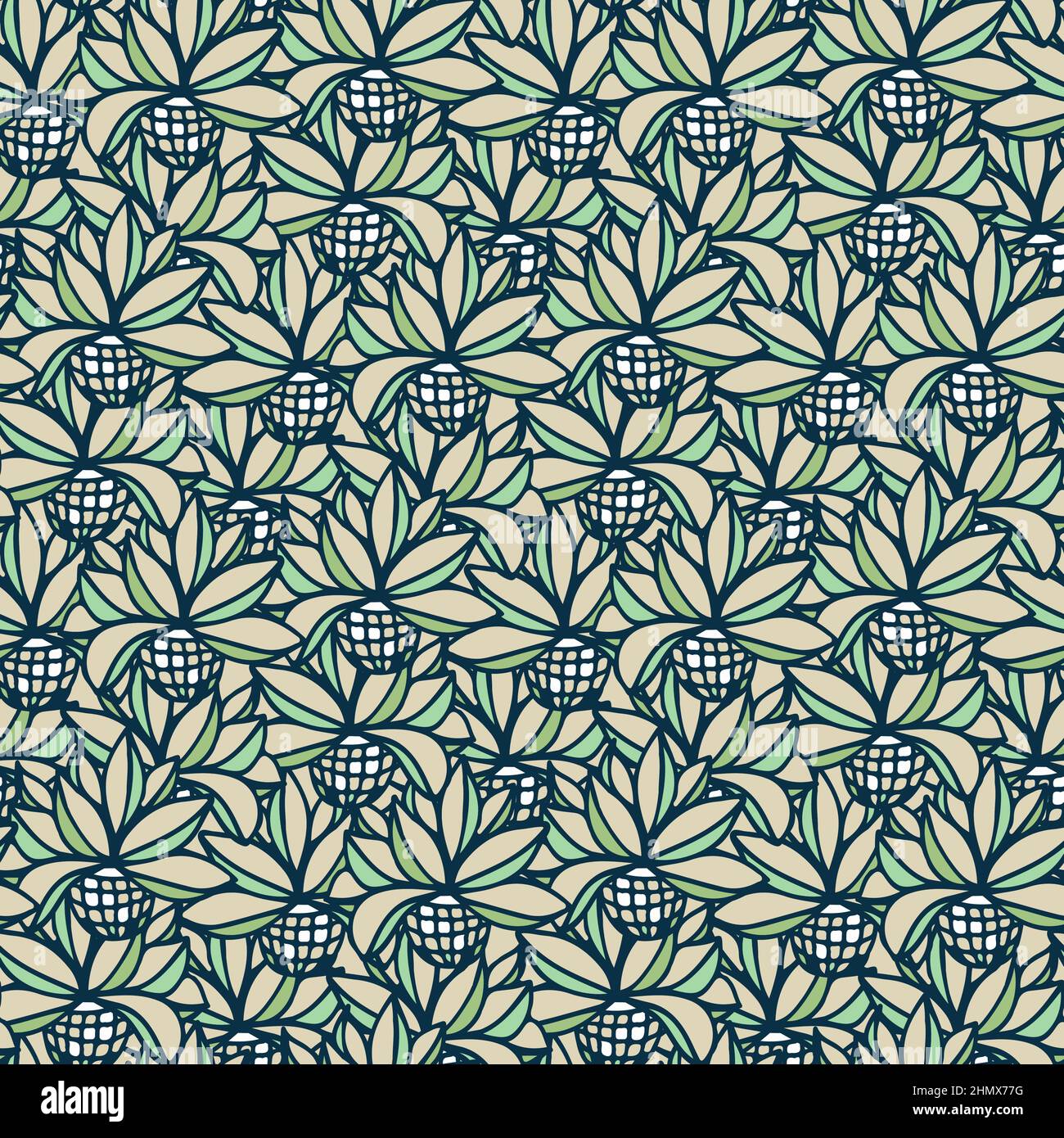 Cactus pastel color seamlees pattern, summer background Stock Vector