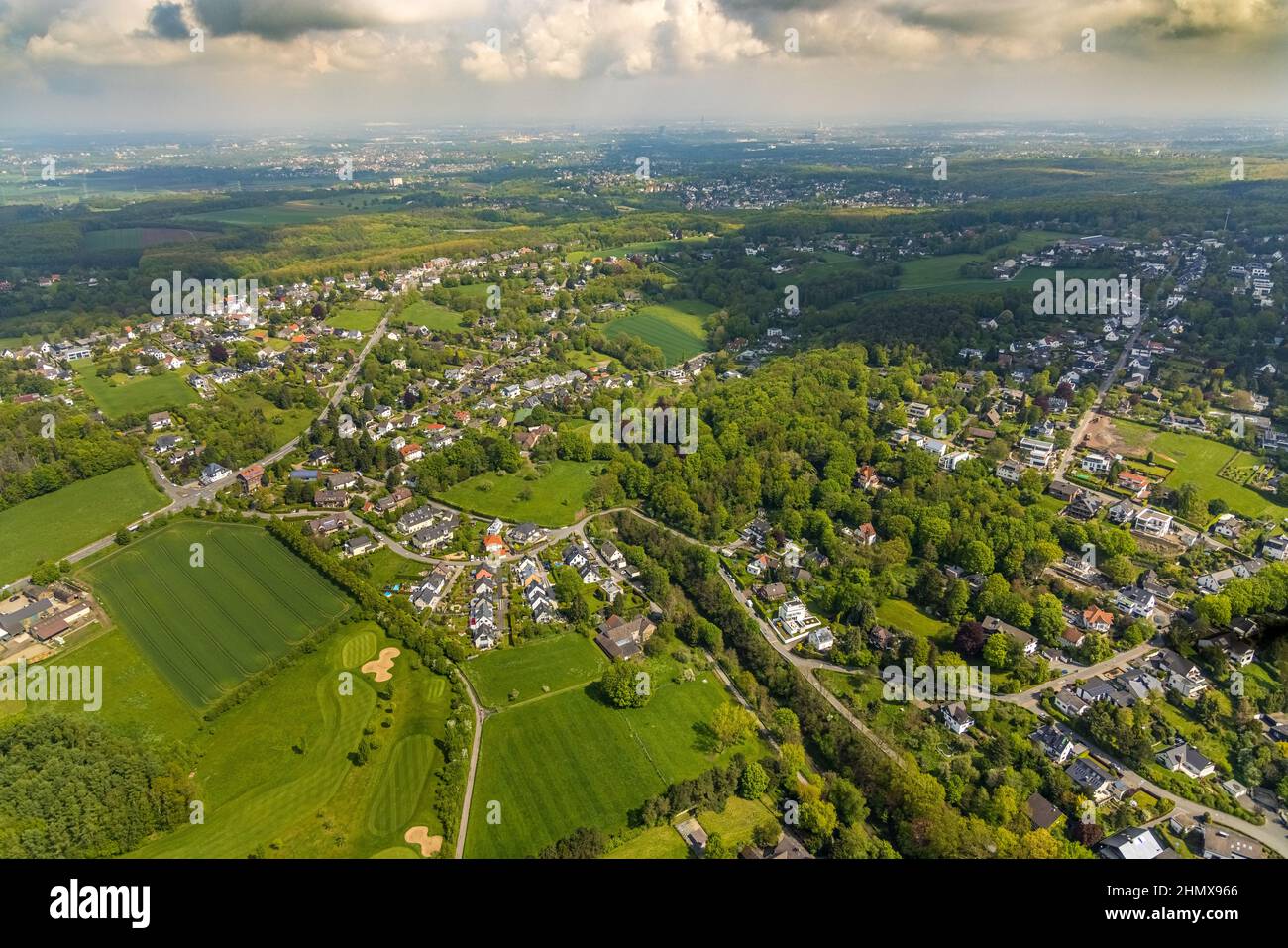 Aerial View, Golf Course Golfing in Herdecke, Local View Ahlenberg, Herdecke, Ruhr Area, North Rhine-Westphalia, Germany, DE, Europe, Golf, Golf Cours Stock Photo