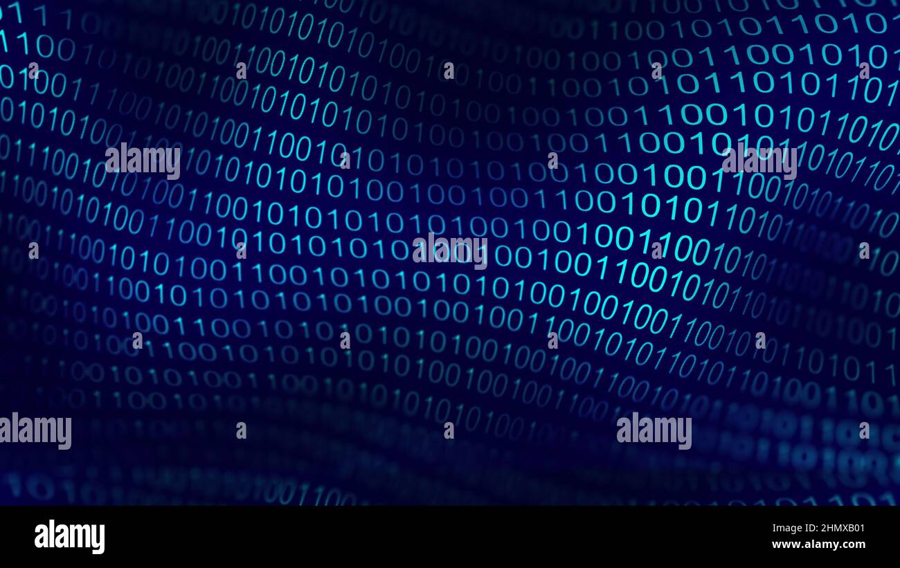Blue code wave background for business concept. Data binary code network. Software background with digital computer code. Futuristic cyberspace loop Stock Photo
