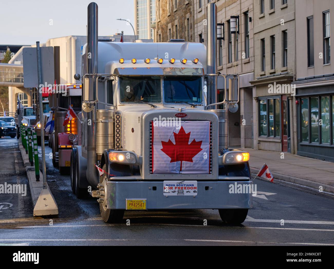 Halifax, Nova Scotia, Canada. February 12th, 2022. A few large trucks