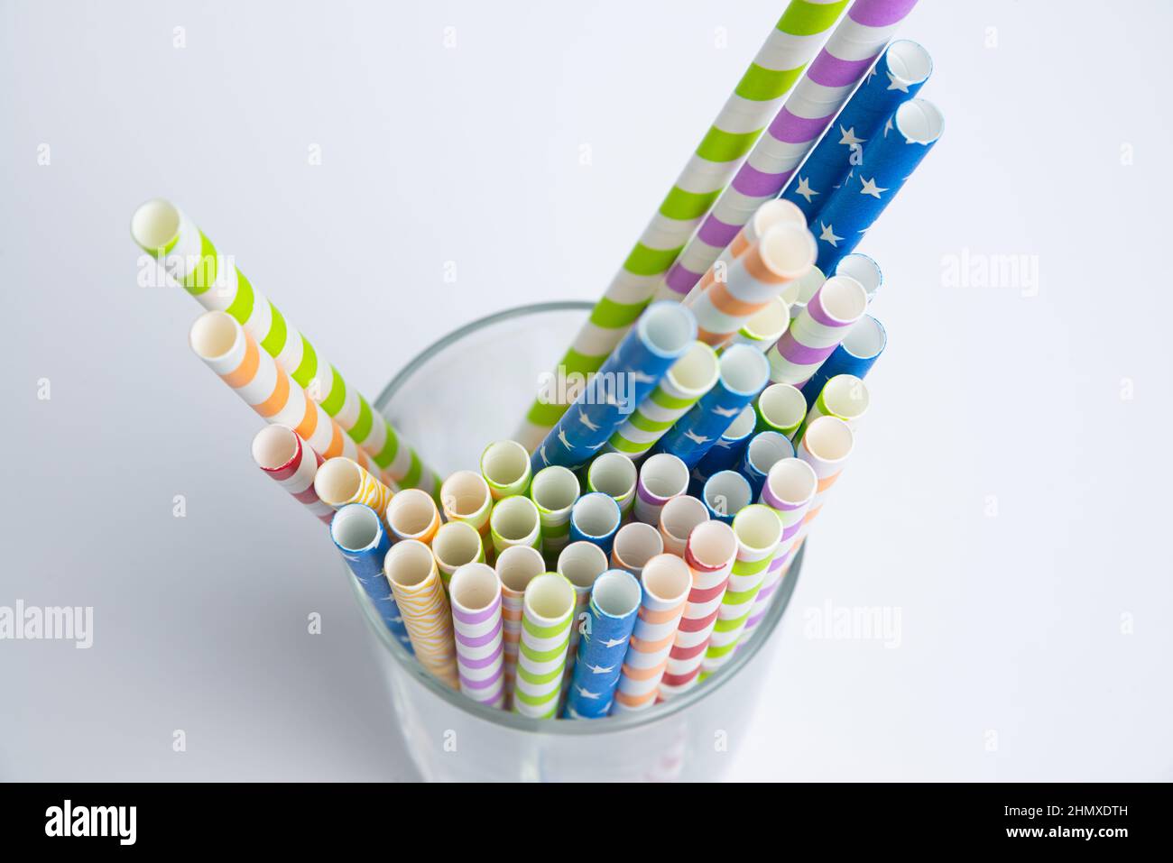 Drinking straws colorful coming together. Stock Photo