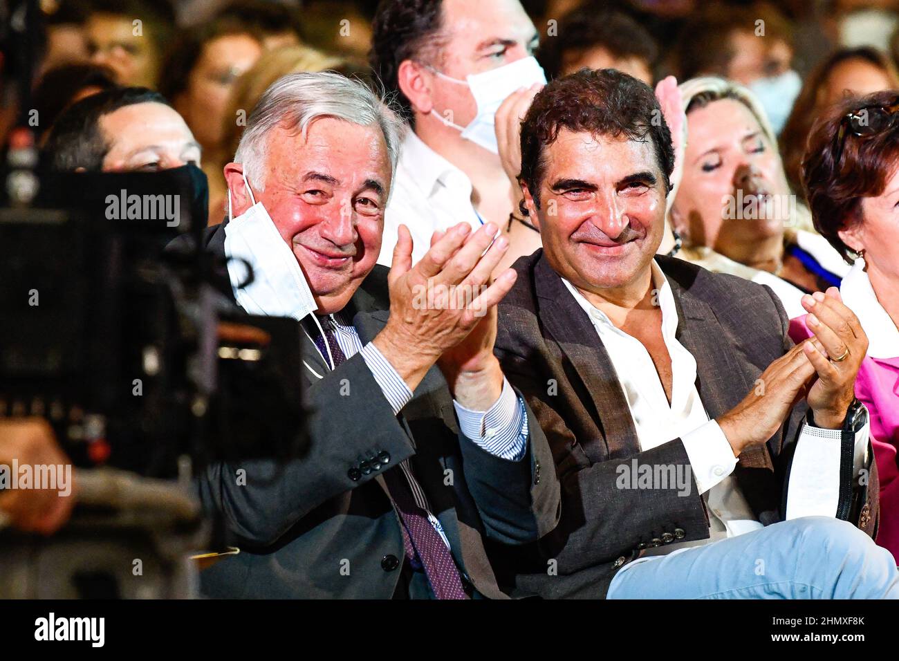 Christian Jacob, president of the French right-wing party Les Republicains (LR) with president of the French senate Gerard Larcher during the annual ' Stock Photo