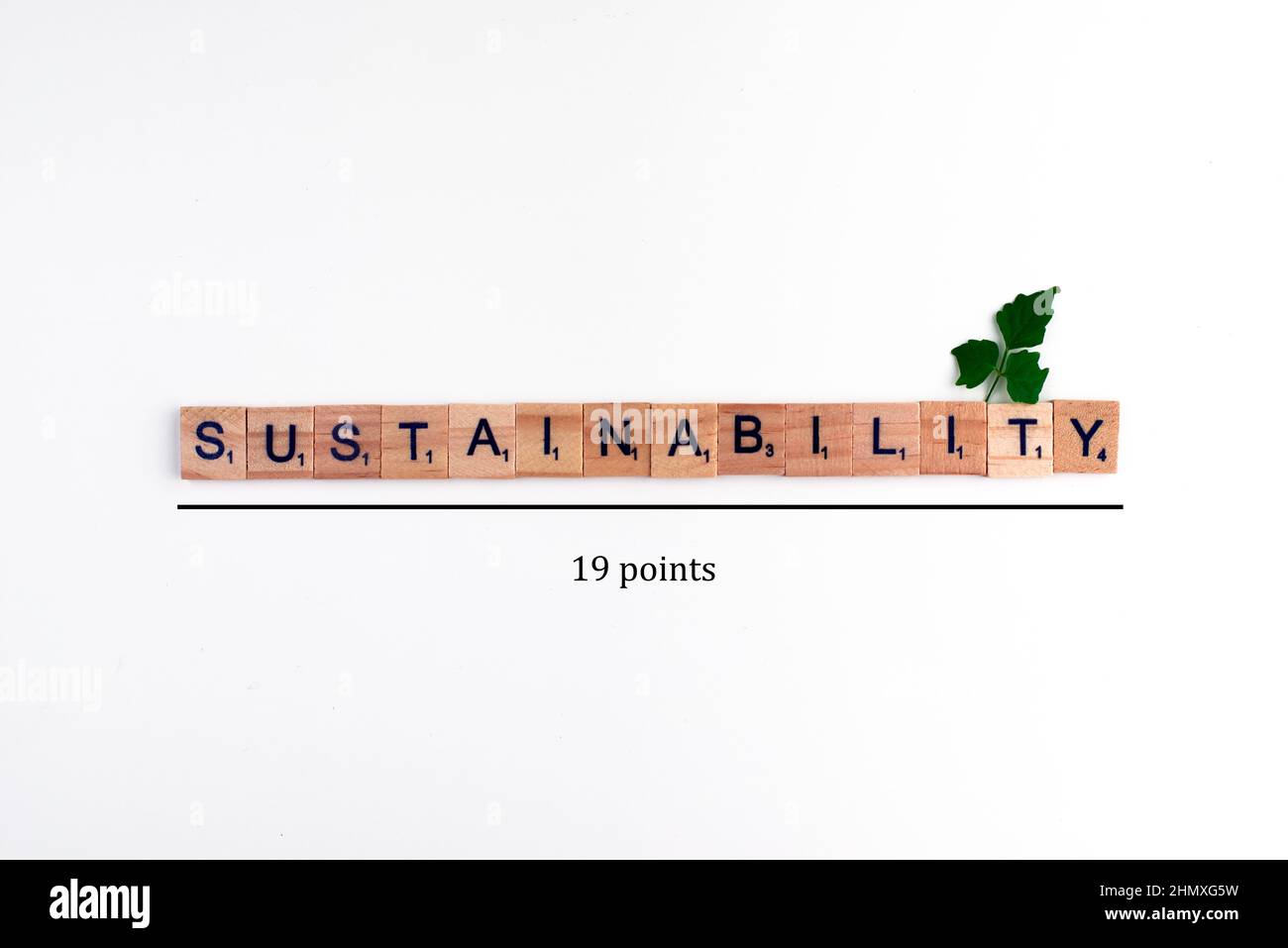 London, UK - February 12th 2022: Scrabble tiles sustainability sign Stock Photo