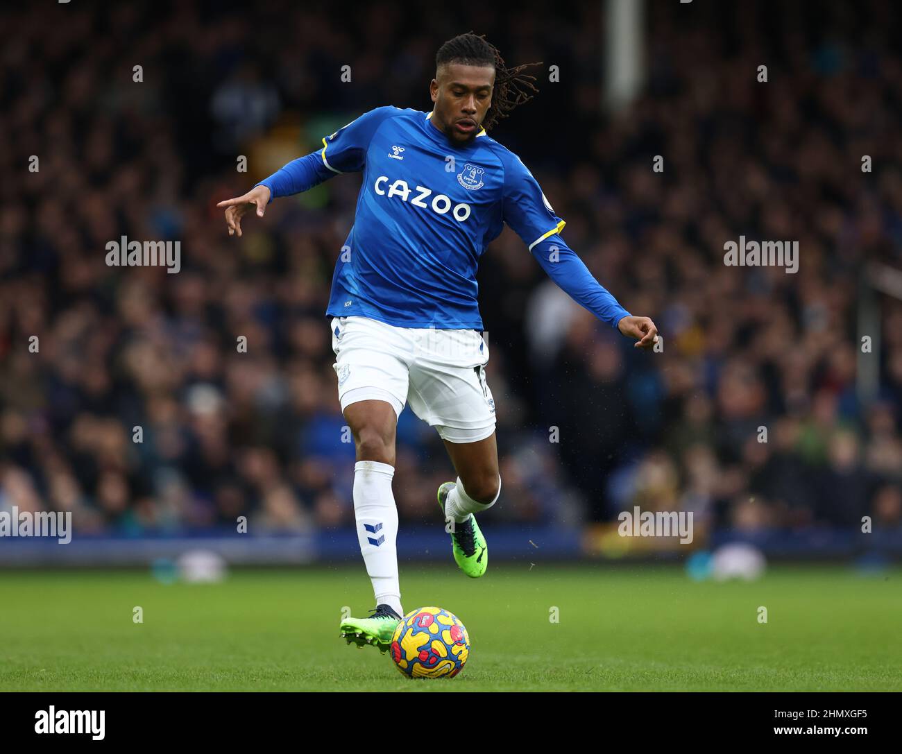 Liverpool, England, 12th February 2022.  Alex Iwobi of Everton during the Premier League match at Goodison Park, Liverpool. Picture credit should read: Darren Staples / Sportimage Credit: Sportimage/Alamy Live News Stock Photo