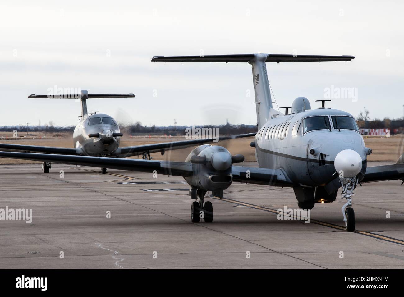 An MC12W, front, from the 137th Special Operations Wing (SOW
