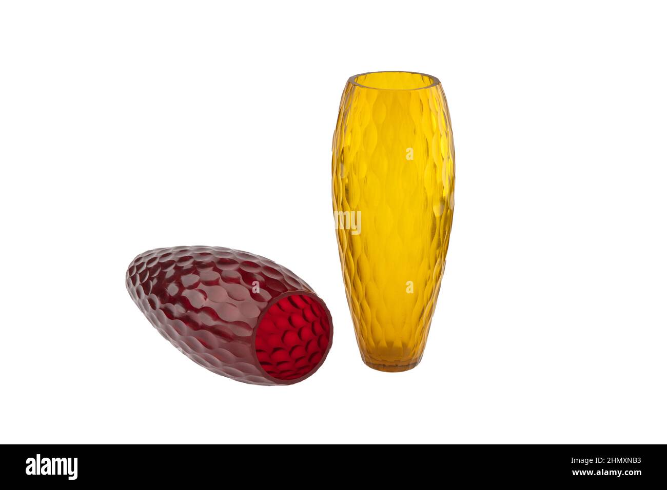 Handmade glass vases. Set of various hand painted glass bottles