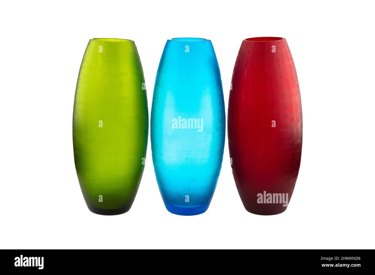 Handmade glass vases. Set of various hand painted glass bottles