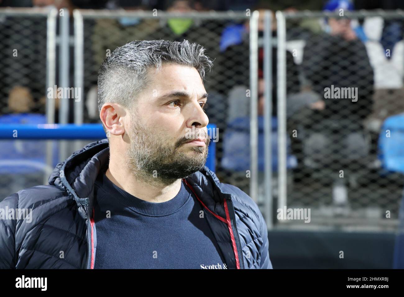 Romain Revelli coach Dunkerque during the French championship Ligue 2 football match between USL Dunkerque and Rodez AF on February 12, 2022 at Marcel Tribut stadium in Dunkerque, France - Photo Laurent Sanson / LS Medianord / DPPI Stock Photo