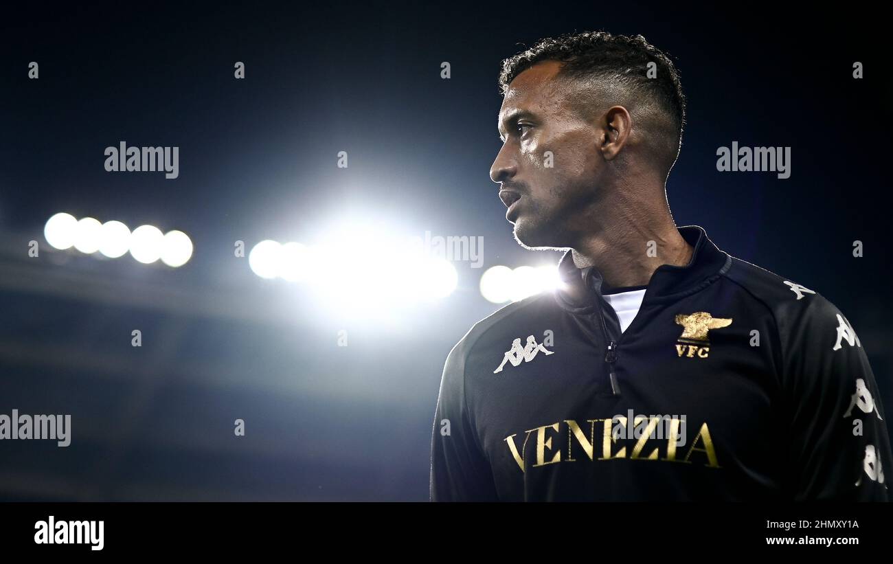 Turin, Italy. 12 February 2022. Nani of Venezia FC looks on during warmup prior to the Serie A football match between Torino FC and Venezia FC. Credit: Nicolò Campo/Alamy Live News Stock Photo