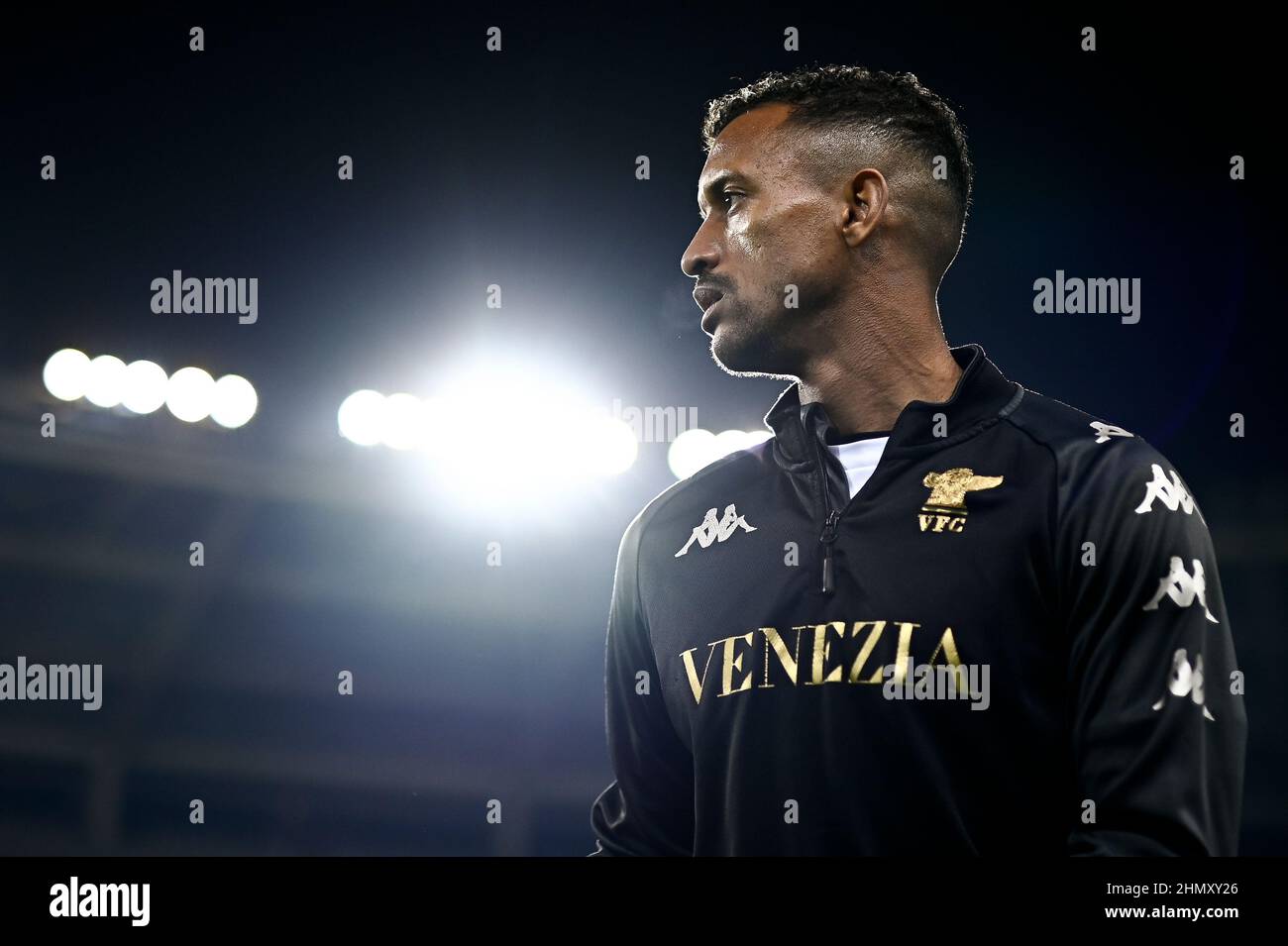 Turin, Italy. 12 February 2022. Nani of Venezia FC looks on during warmup prior to the Serie A football match between Torino FC and Venezia FC. Credit: Nicolò Campo/Alamy Live News Stock Photo