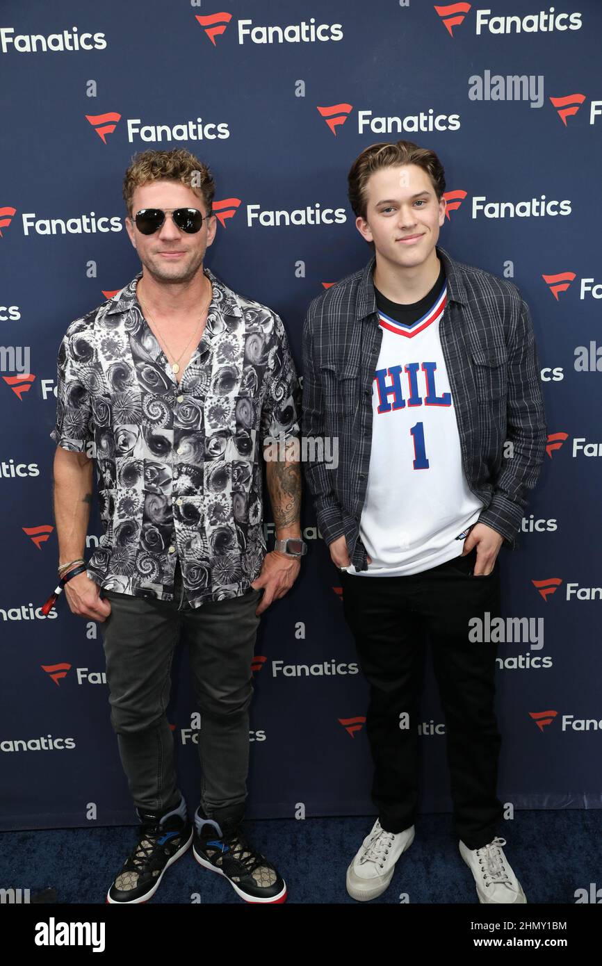 Ryan Phillippe and Deacon Phillippe arrive at Michael Rubin's Fanatics