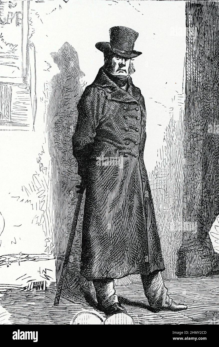 An illustration of Inspector Javert from Les Miserables by Victor Hugo Stock Photo