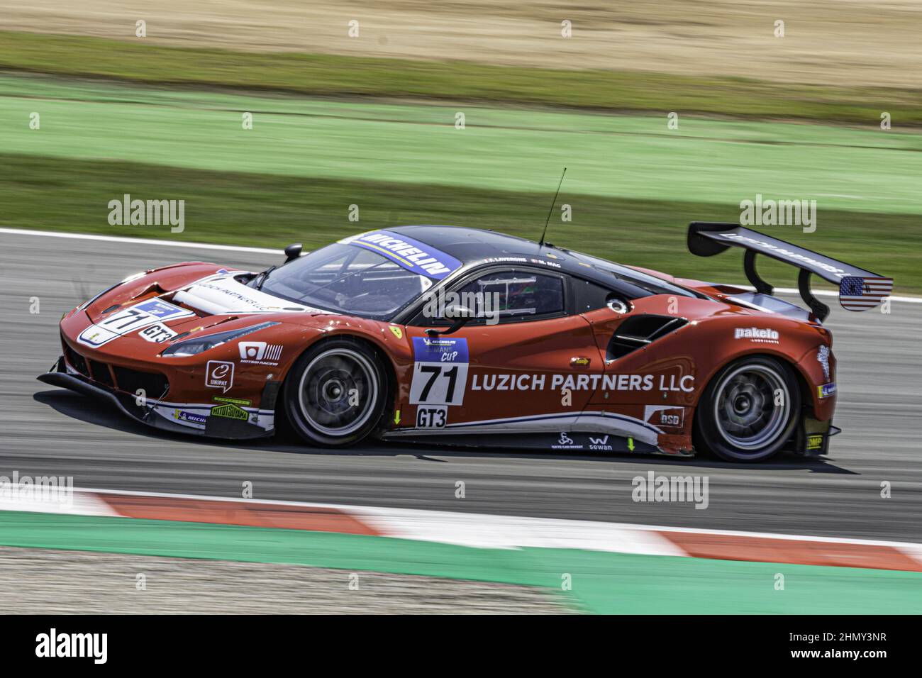 Photo of Ferrari 488 GT3 in the track, a fast car in the circuit Stock ...