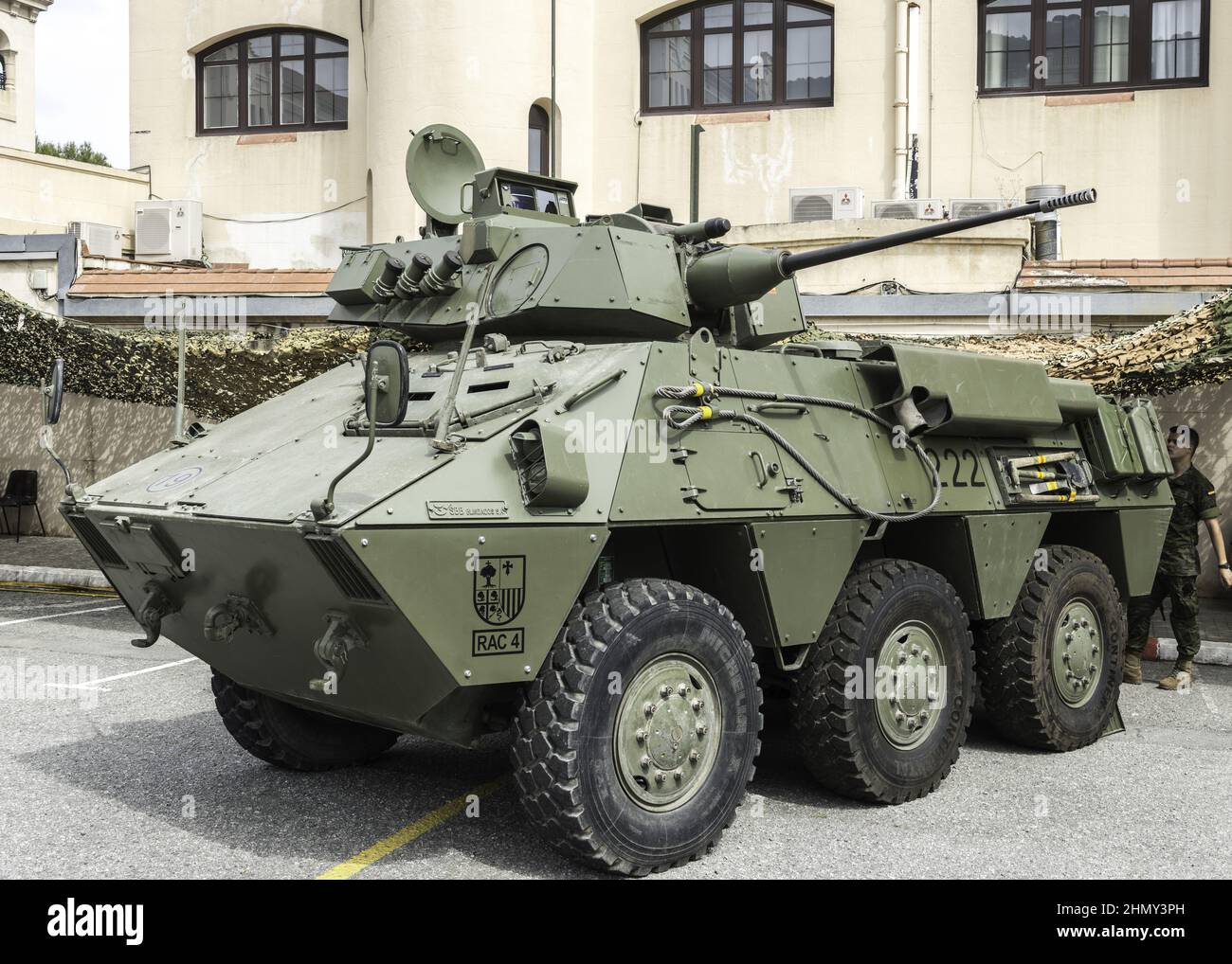 Photo of a military vehicle of the army of Spain, a 6wheeled tank with