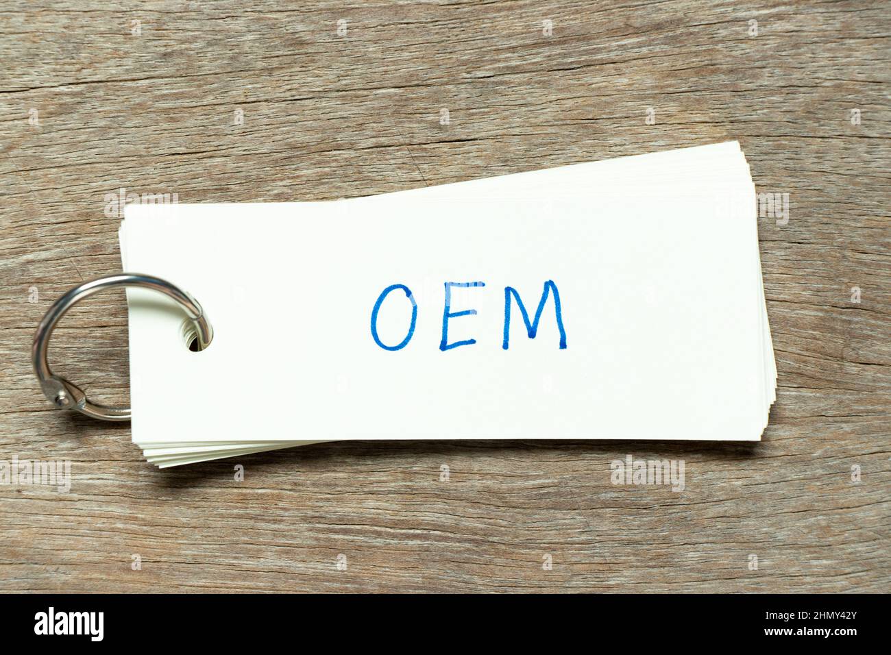 Flash card with handwriting word OEM (Abbreviation of Original