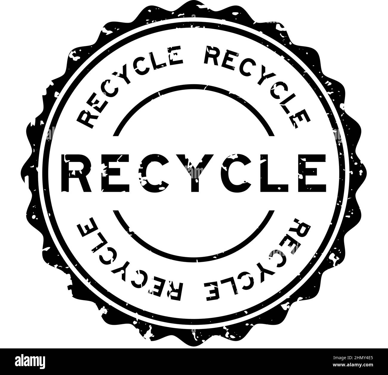 Grunge black recycle word round rubber seal stamp on white background ...