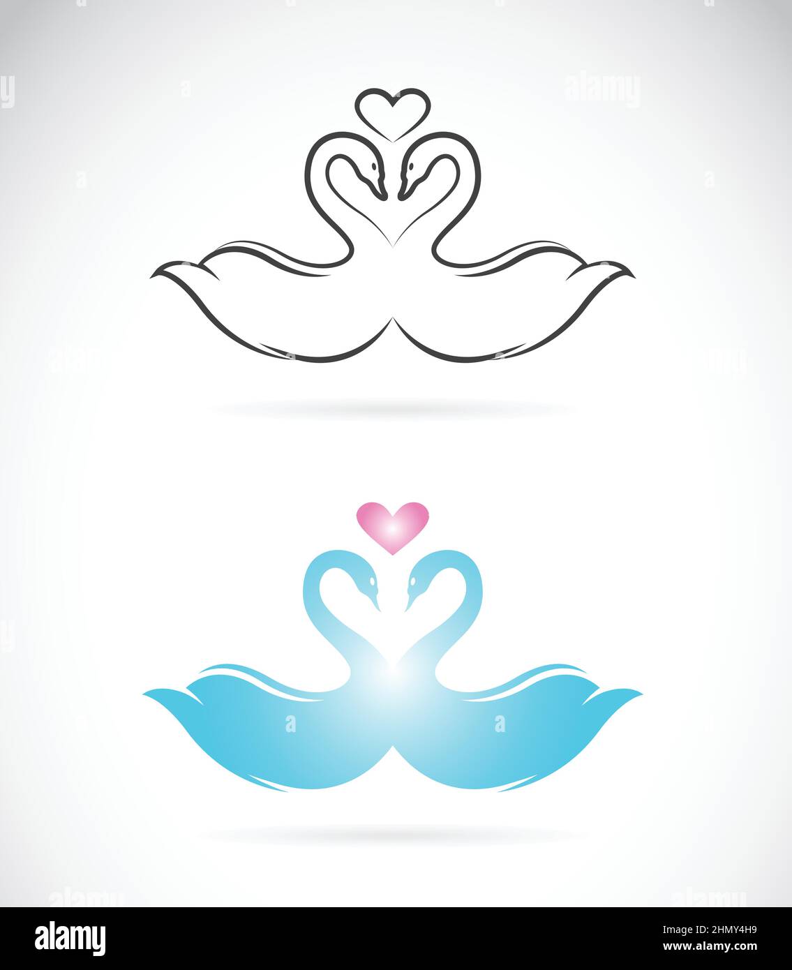 Vector image of two loving swans on white background. Easy editable layered vector illustration. Stock Vector