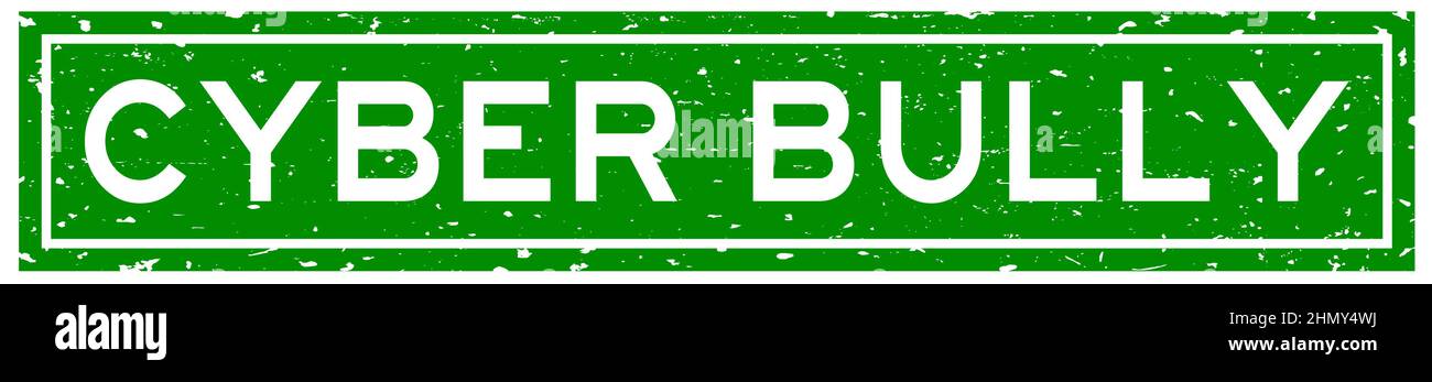 Grunge green cyber bully word square rubber seal stamp on white ...