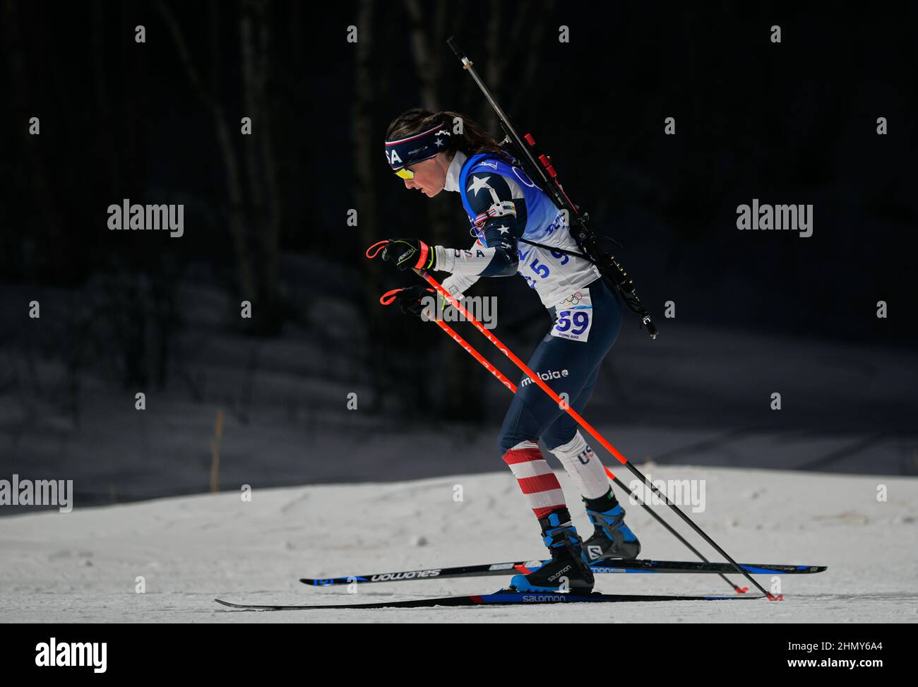 Zhangjiakou, China, 2022 Winter Olympics, February 7, 2022: Clare Egan during Biathlon at Zhangjiakou Snow Park. Kim Price/CSM. Stock Photo