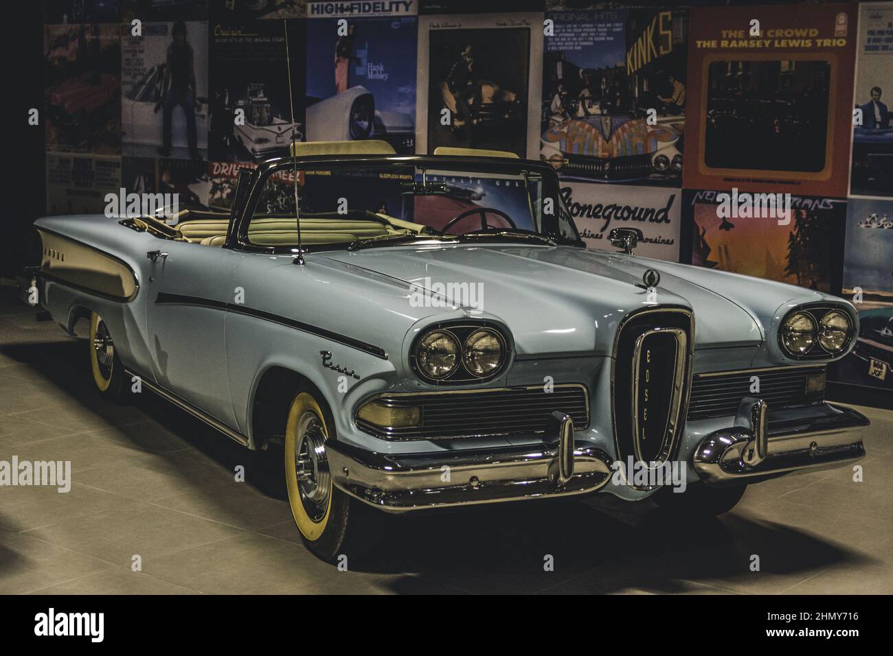 Photo of an old rare and luxury car, Edsel Pacer maybe custom model in blue Stock Photo