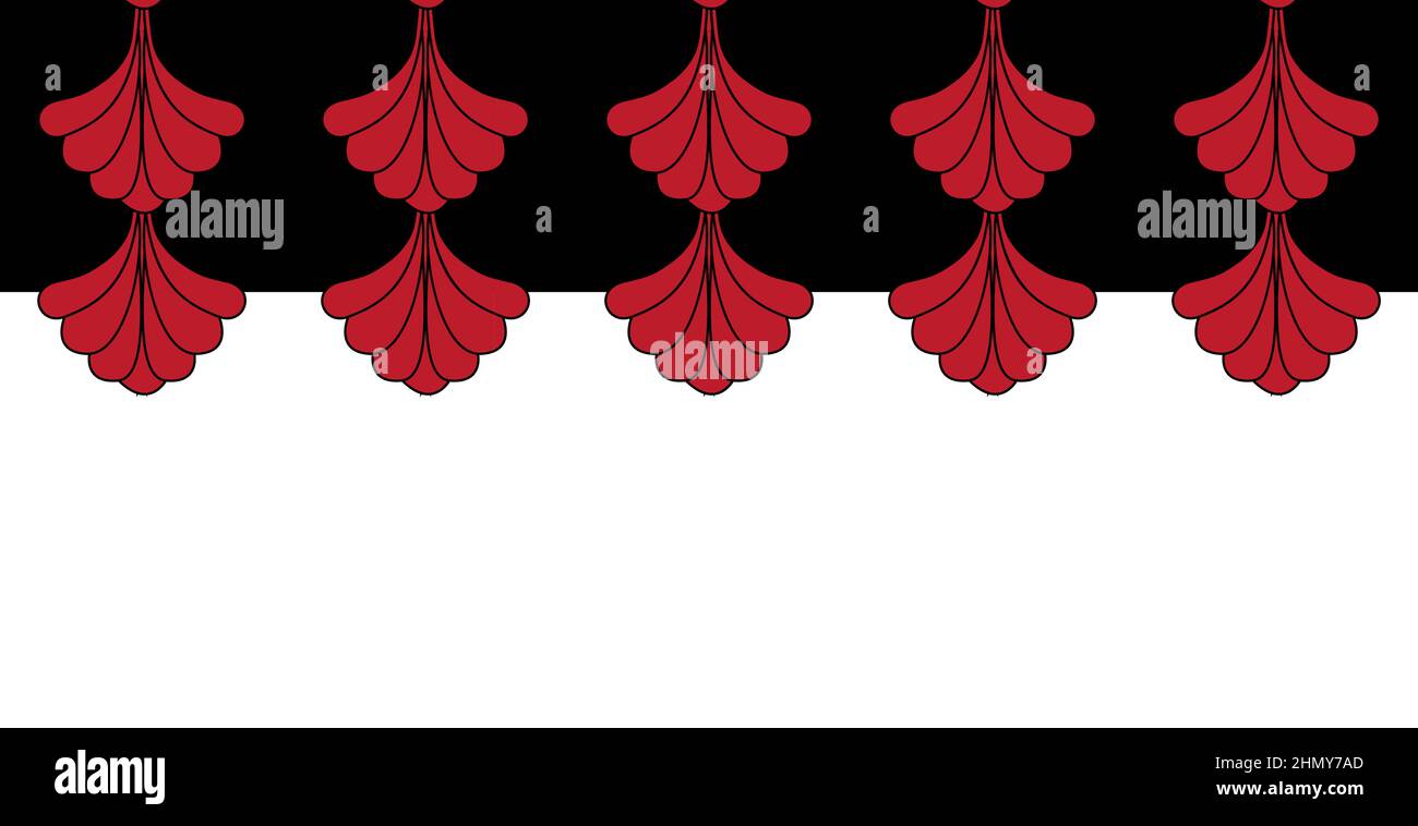Geometric Gatsby Art Deco Red Border Frame Horizontal Repeat Pattern Design Stock Vector