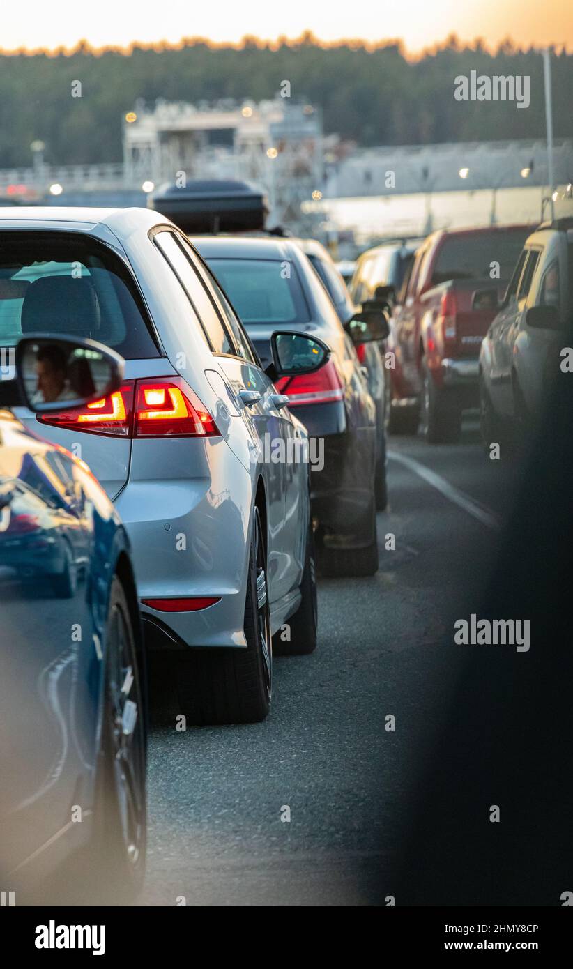 Traffic jams in the city, road. Cars on highway in traffic jam in rush ...