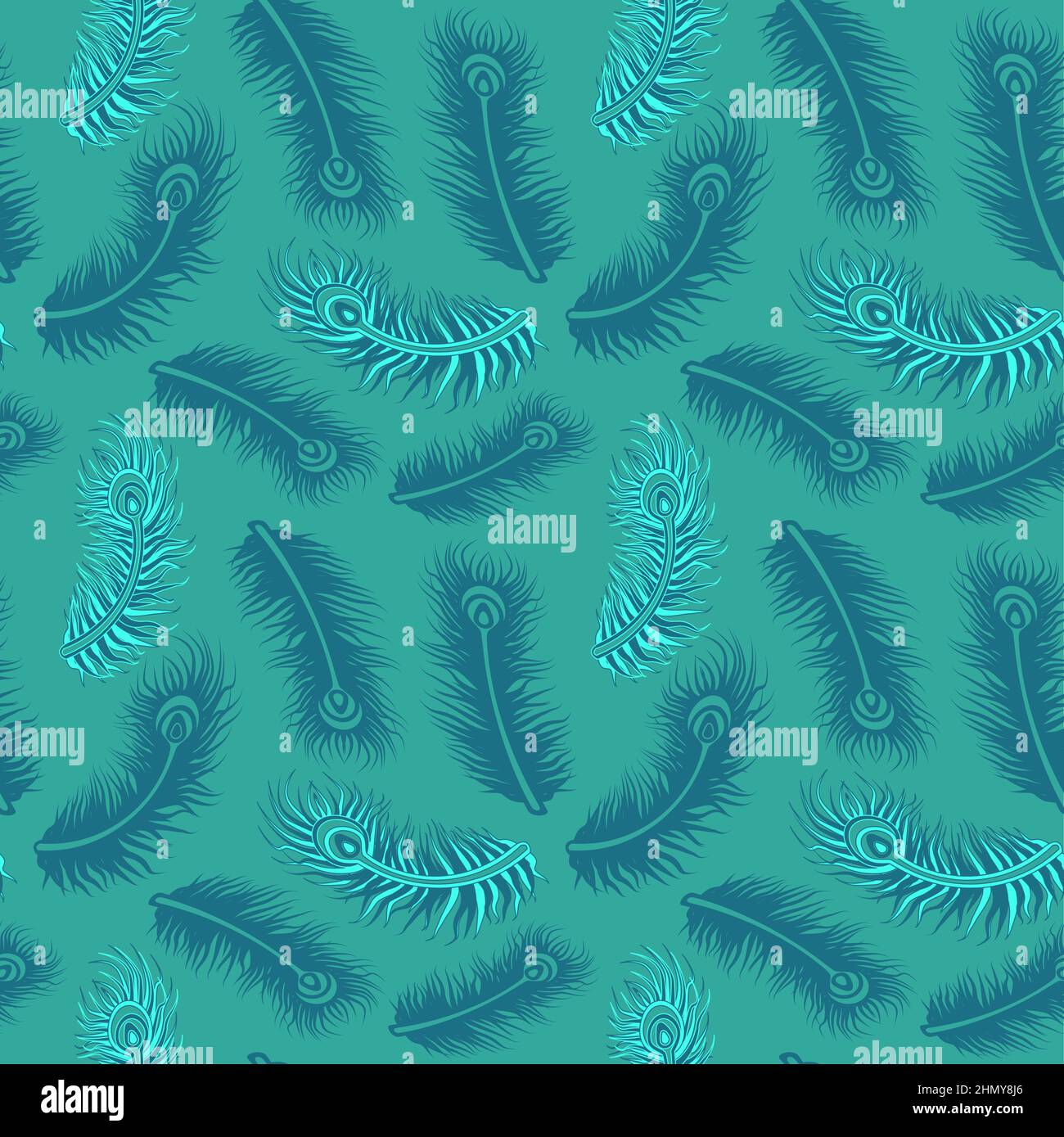 Feathers Seamless Pattern Design Background Stock Vector