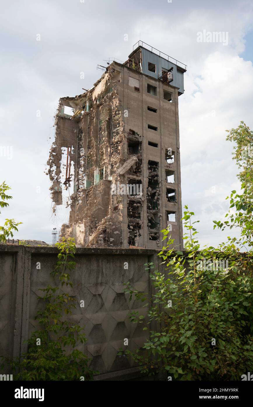 Exterior of broken desolate building Stock Photo
