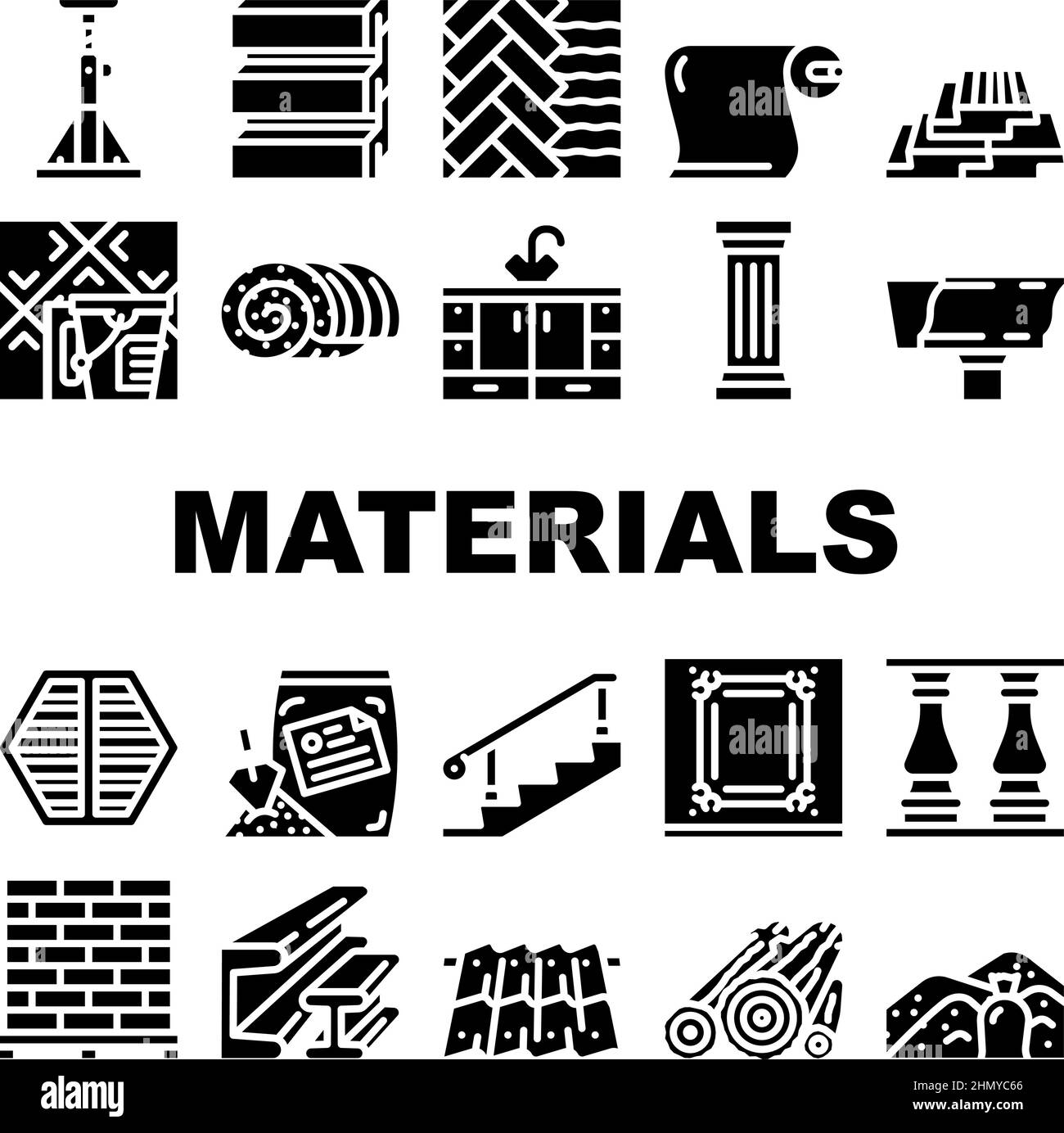 Building Materials And Supplies Icons Set Vector Stock Vector Image