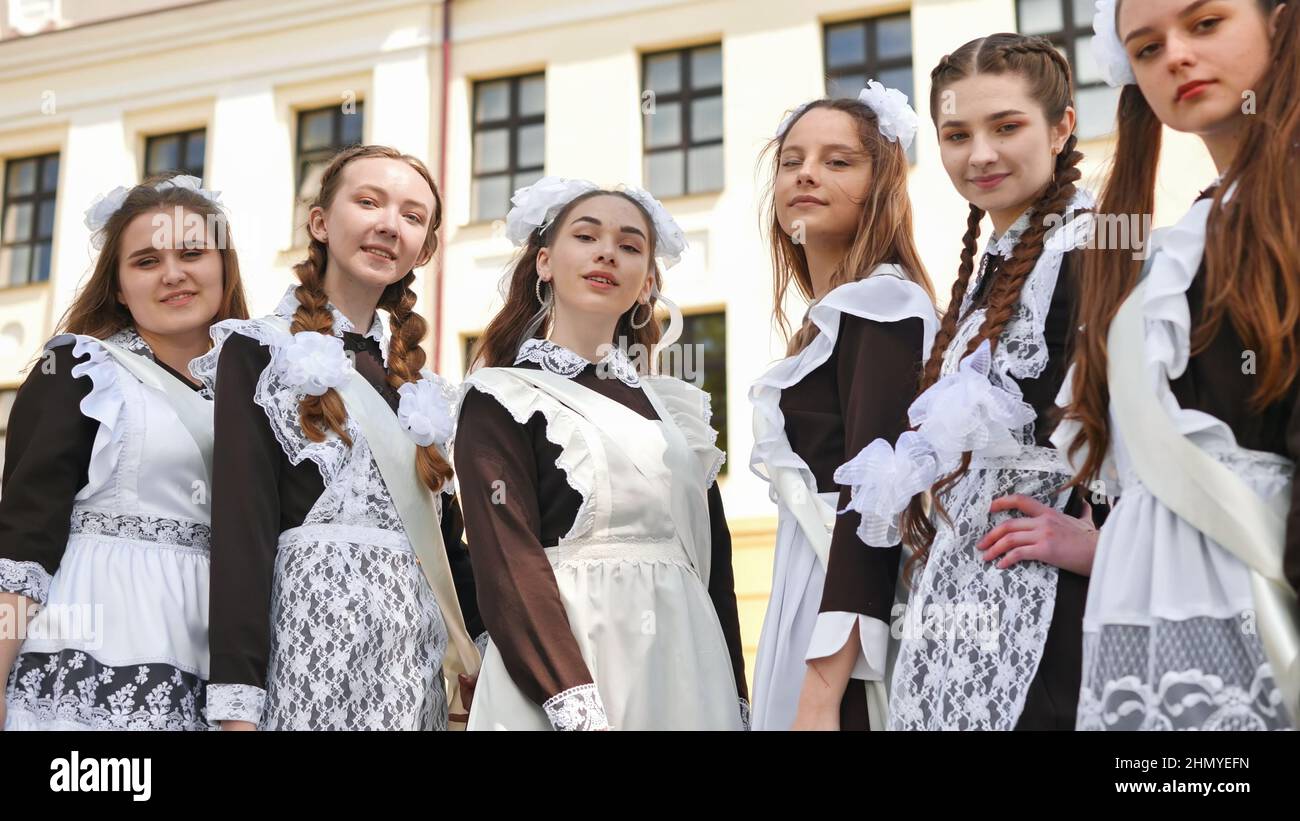 russian graduation Happy Russian girls graduating on graduation day Stock Photo - Alamy