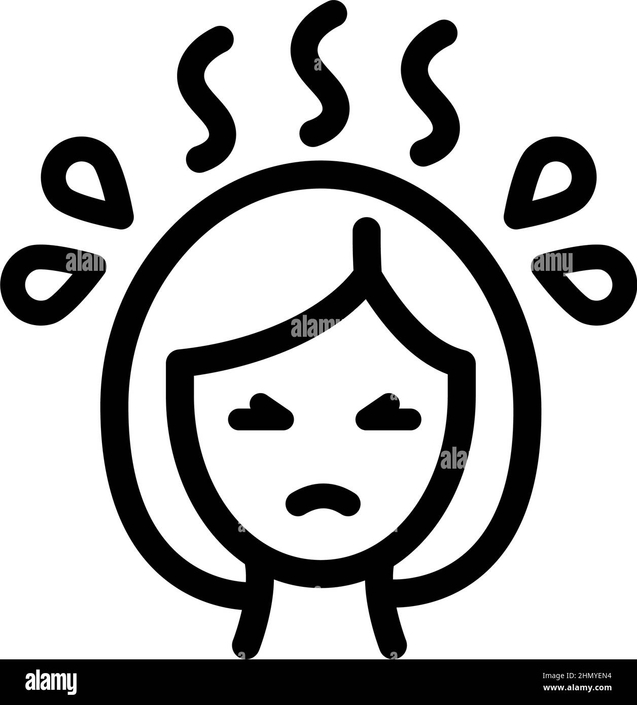 Hot flashes and sweating linear icon. Panic attack symptom. Pms or menopause symptoms. High