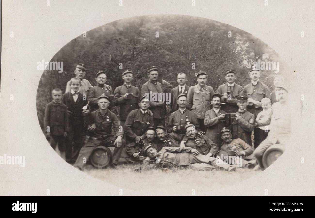 Vintage photo about Austro-Hungarian empire's  or Kingdom of Prussia military officers and them family are gathering for a photo. source: original photographs ADDITIONAL-RIGHTS-CLEARANCE-INFO-NOT-AVAILABLE Stock Photo