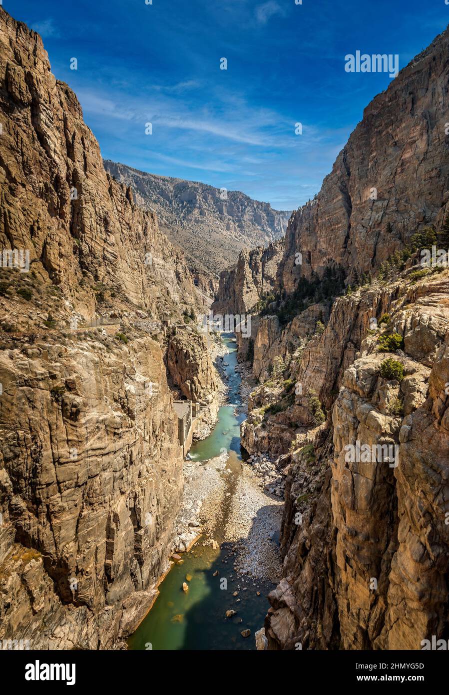 The canyon of the Shoshone river behind the Buffalo Bill dam Stock Photo