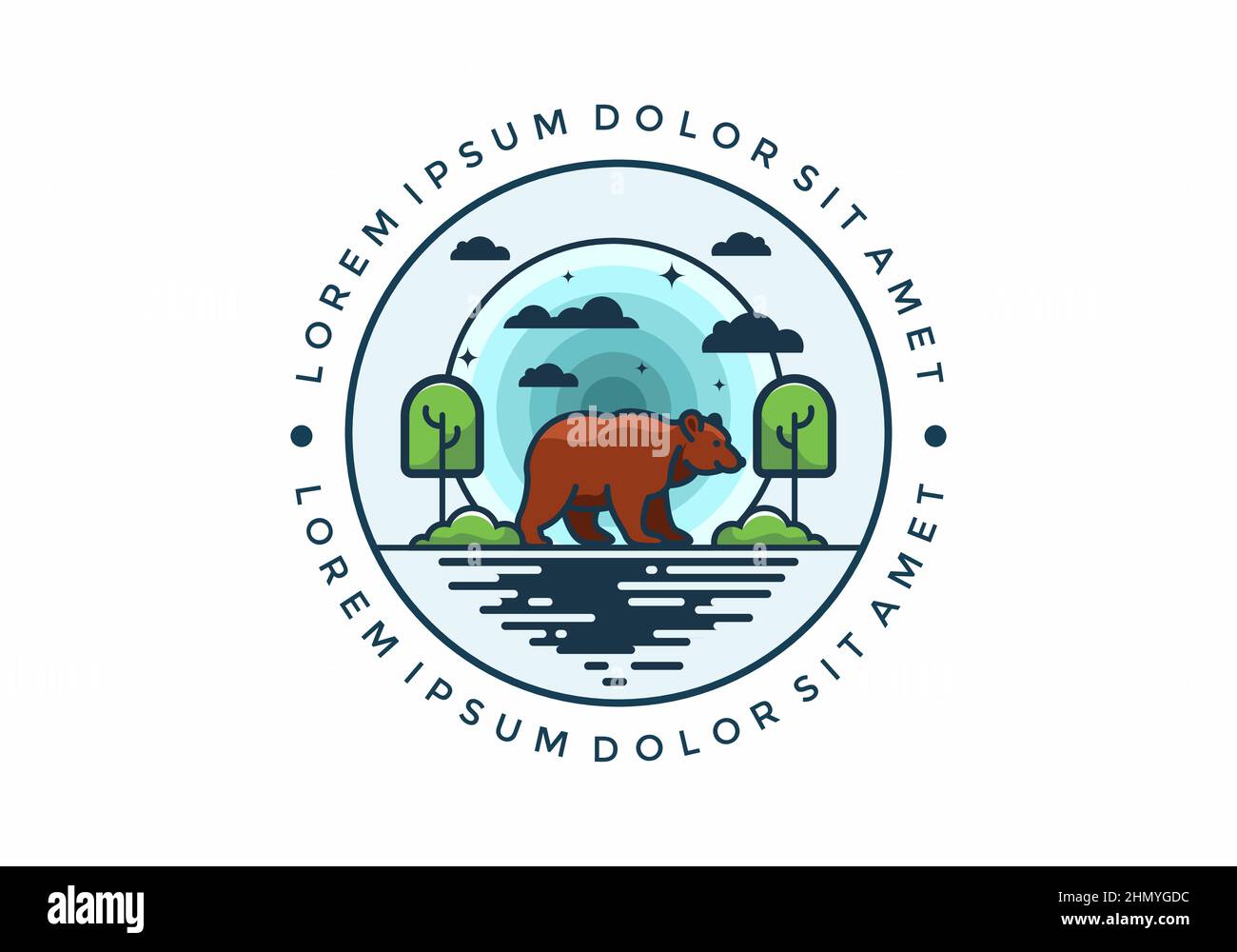Colorful wild bear in nature flat illustration design Stock Vector ...