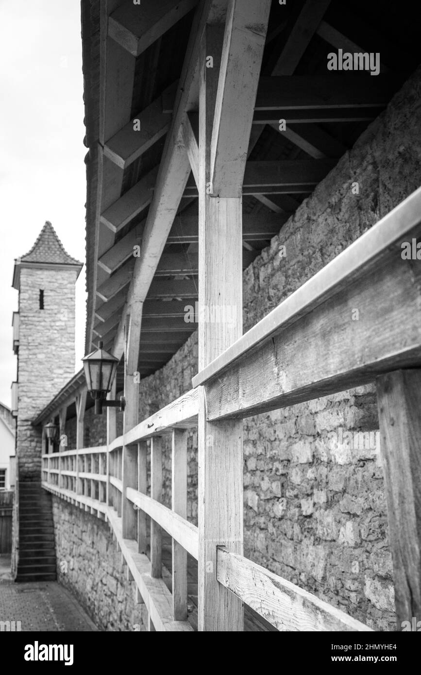 Grayscale of a building in a daylight Stock Photo - Alamy