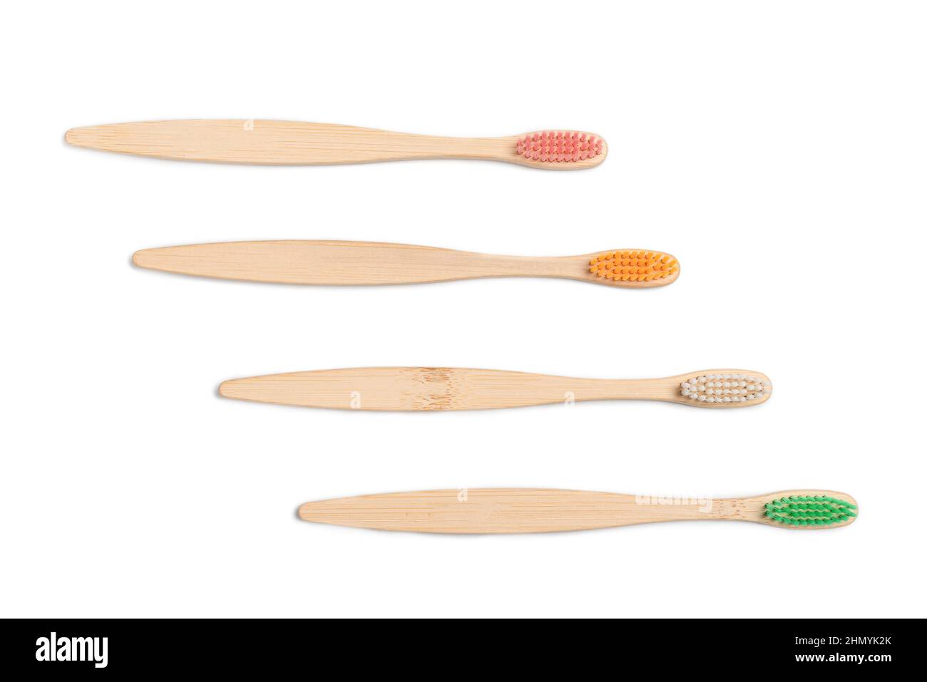 Bamboo toothbrush isolated on a white background. Top view Stock Photo ...