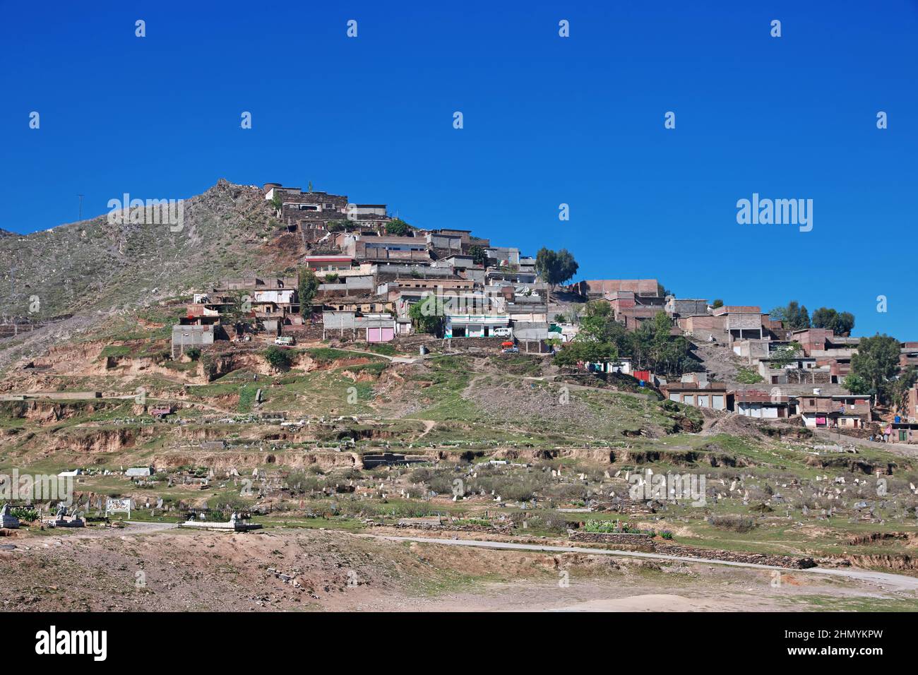 The panoramic view of Mingora in Swat valley of Himalayas, Pakistan Stock Photo