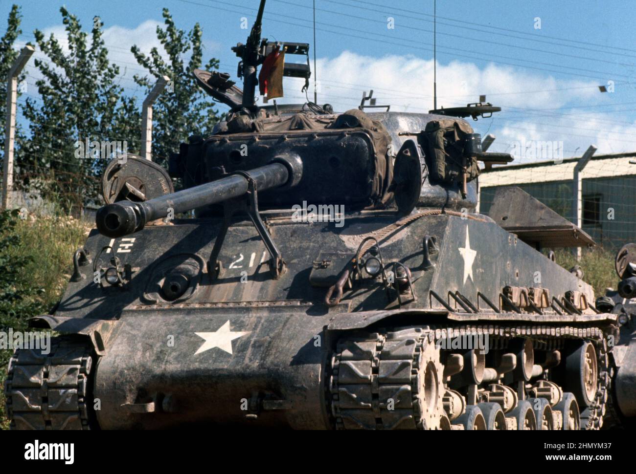 US ARMY / United States Army Kampfpanzer / Tank M4A3 Sherman - In Süd Korea nach dem Waffenstillstandsabkommen des Korea Krieg / In Sout Korea after the ceasefire agreement of the Korean War Stock Photo