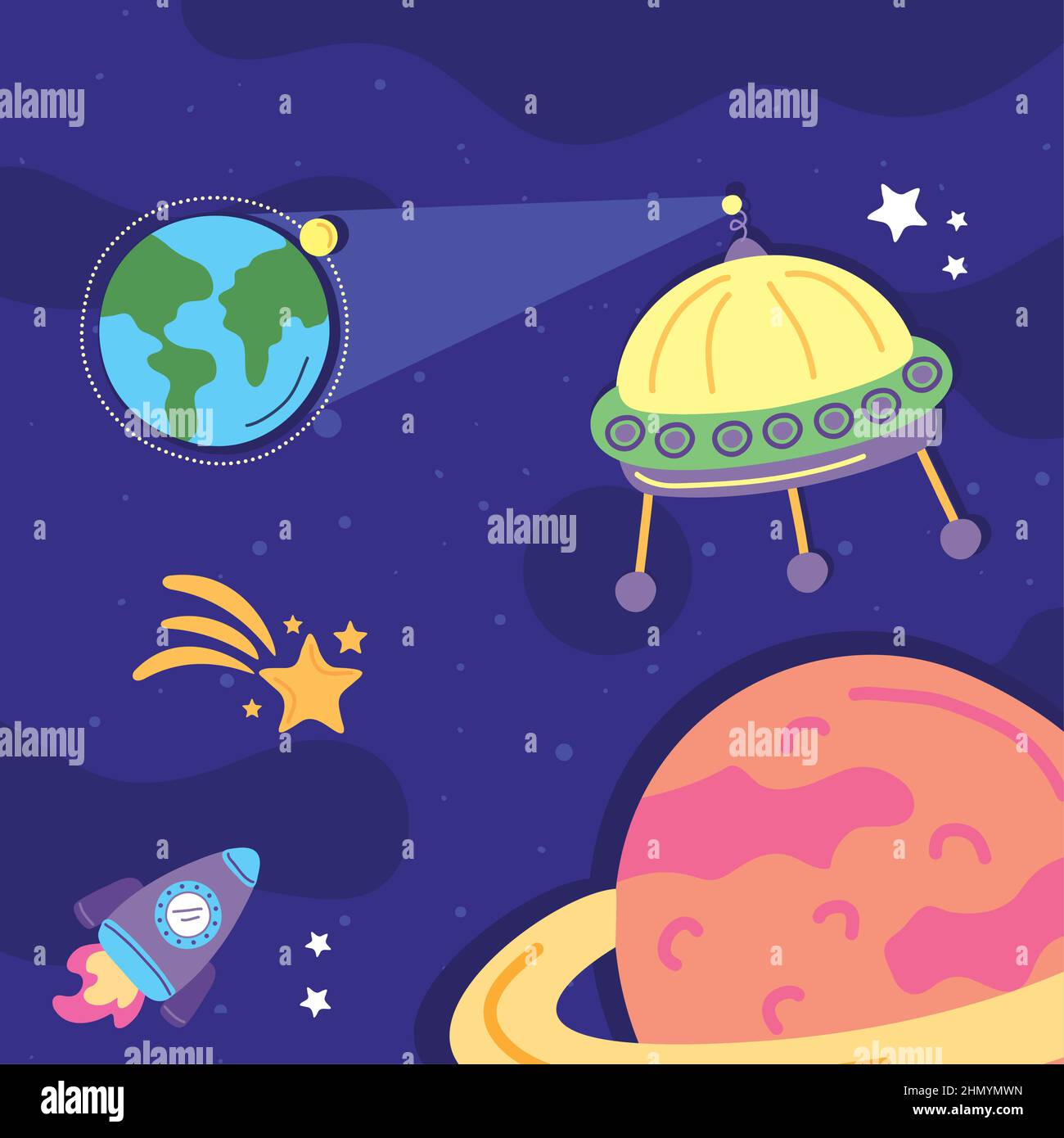 ufo and planets at space Stock Vector Image & Art - Alamy