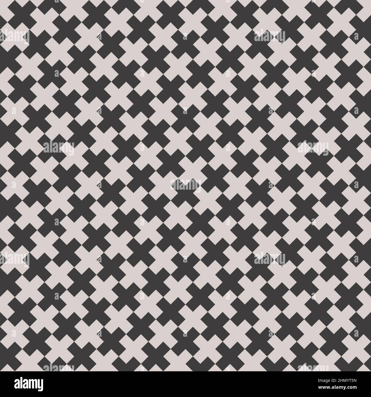 Black and White Seamless Crosses Pattern. Vector Tileable background. Stock Vector