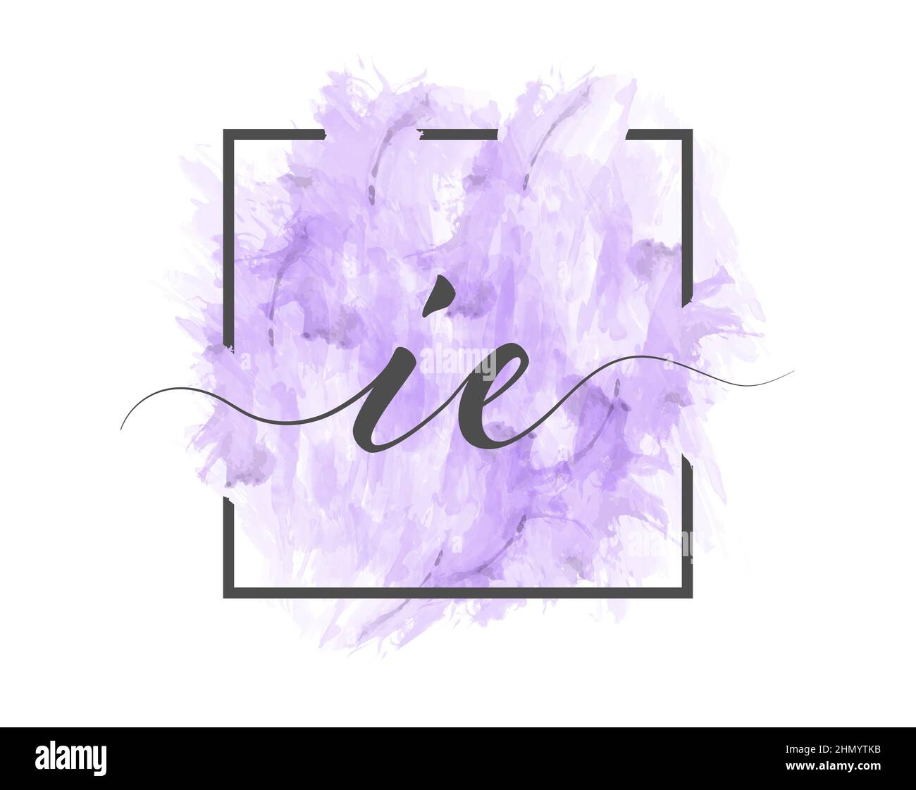 Calligraphic lowercase letters I and E are written in a solid line on a ...