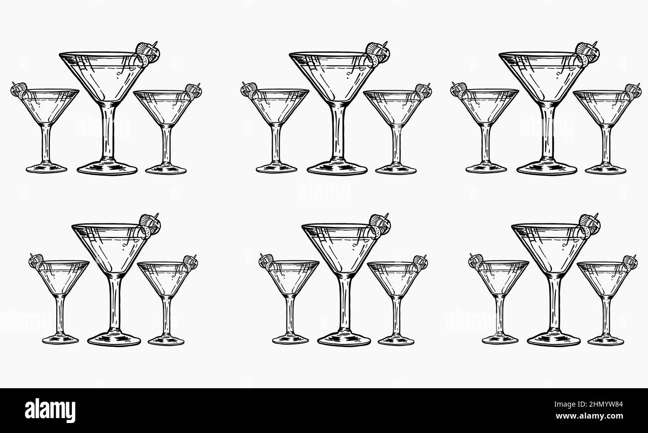 Collection of empty glassware on white background. Stock Vector
