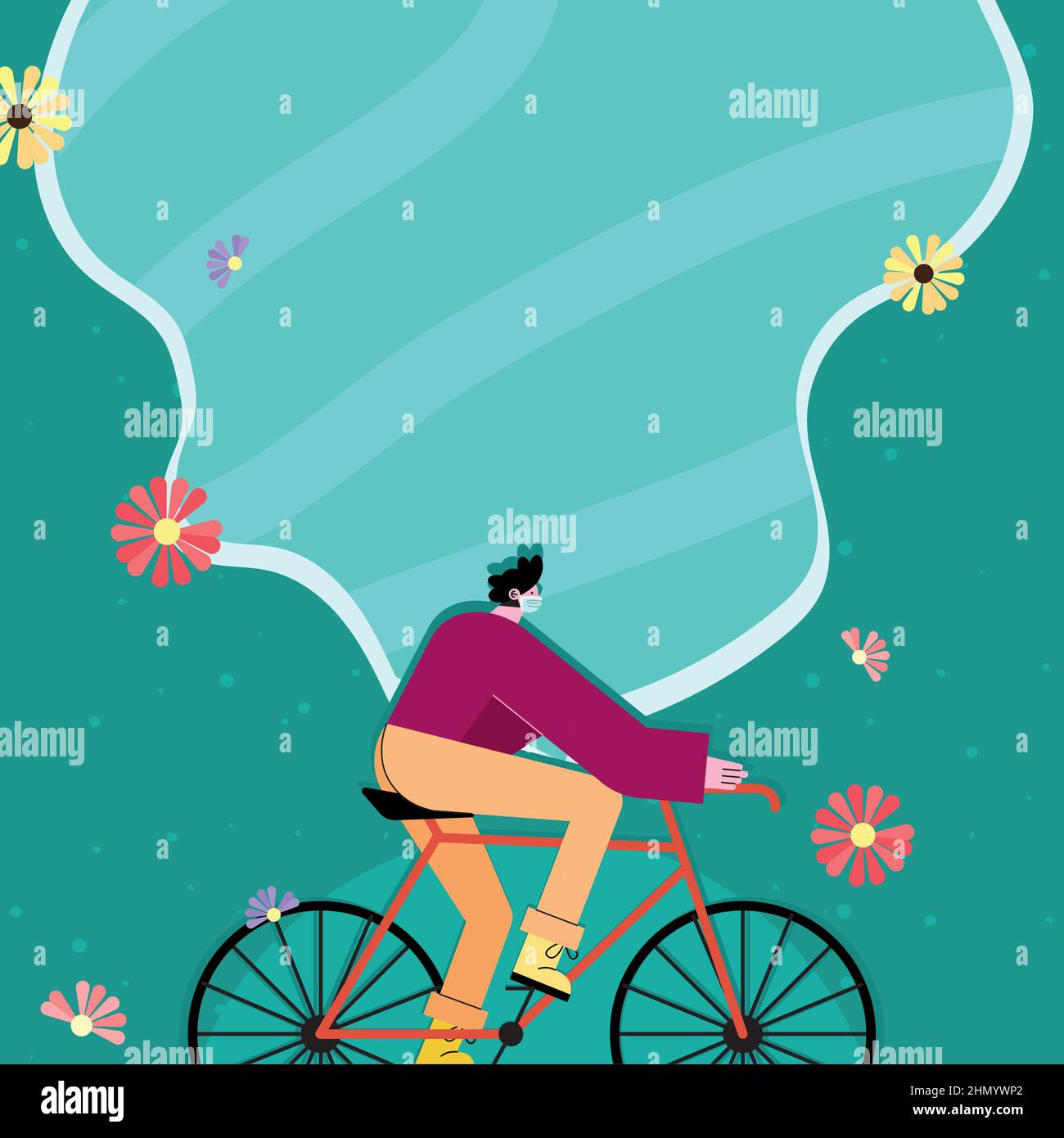 Boy with mask riding bike Stock Vector Image & Art Alamy