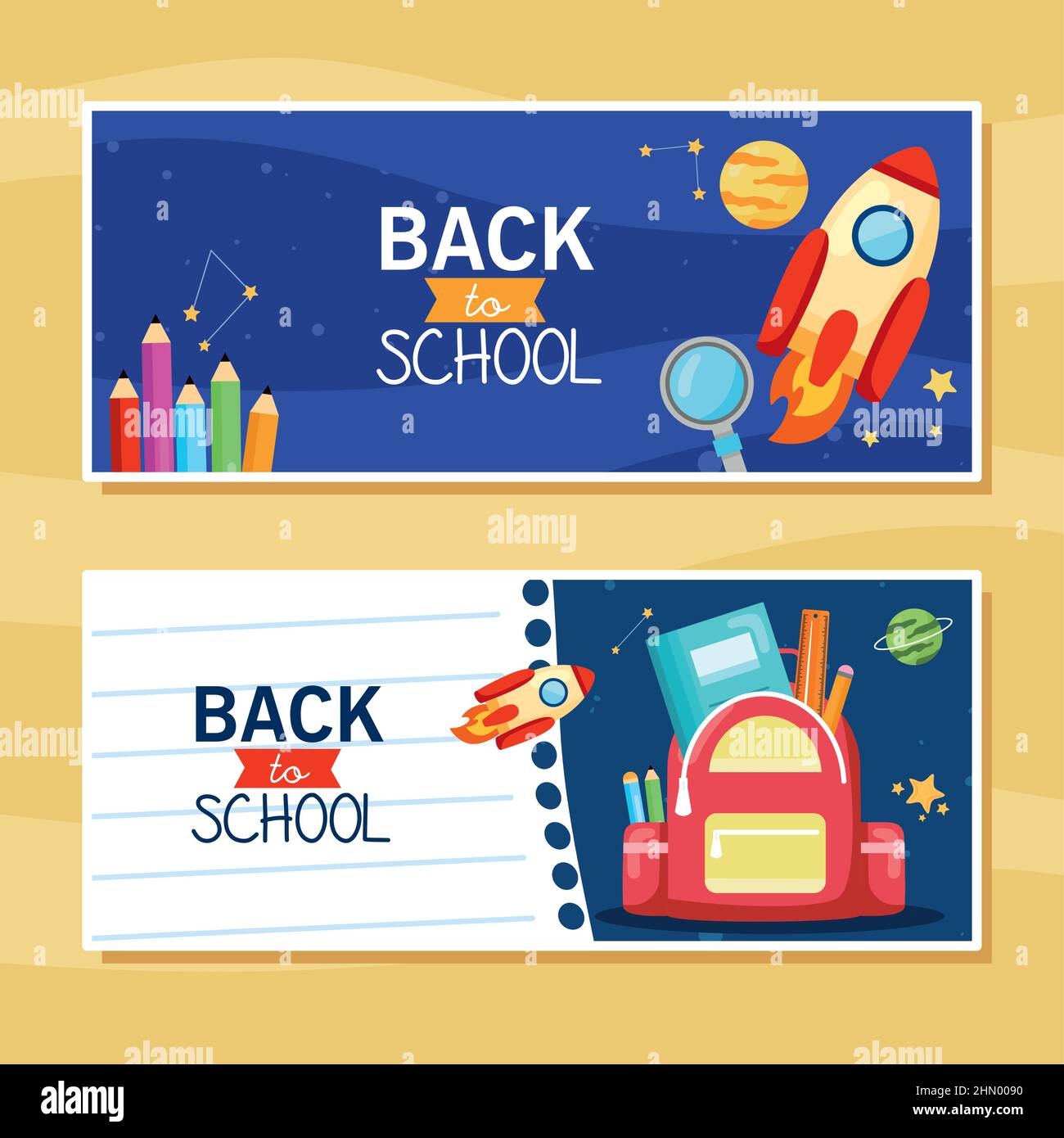two labels of back to school Stock Vector Image & Art Alamy