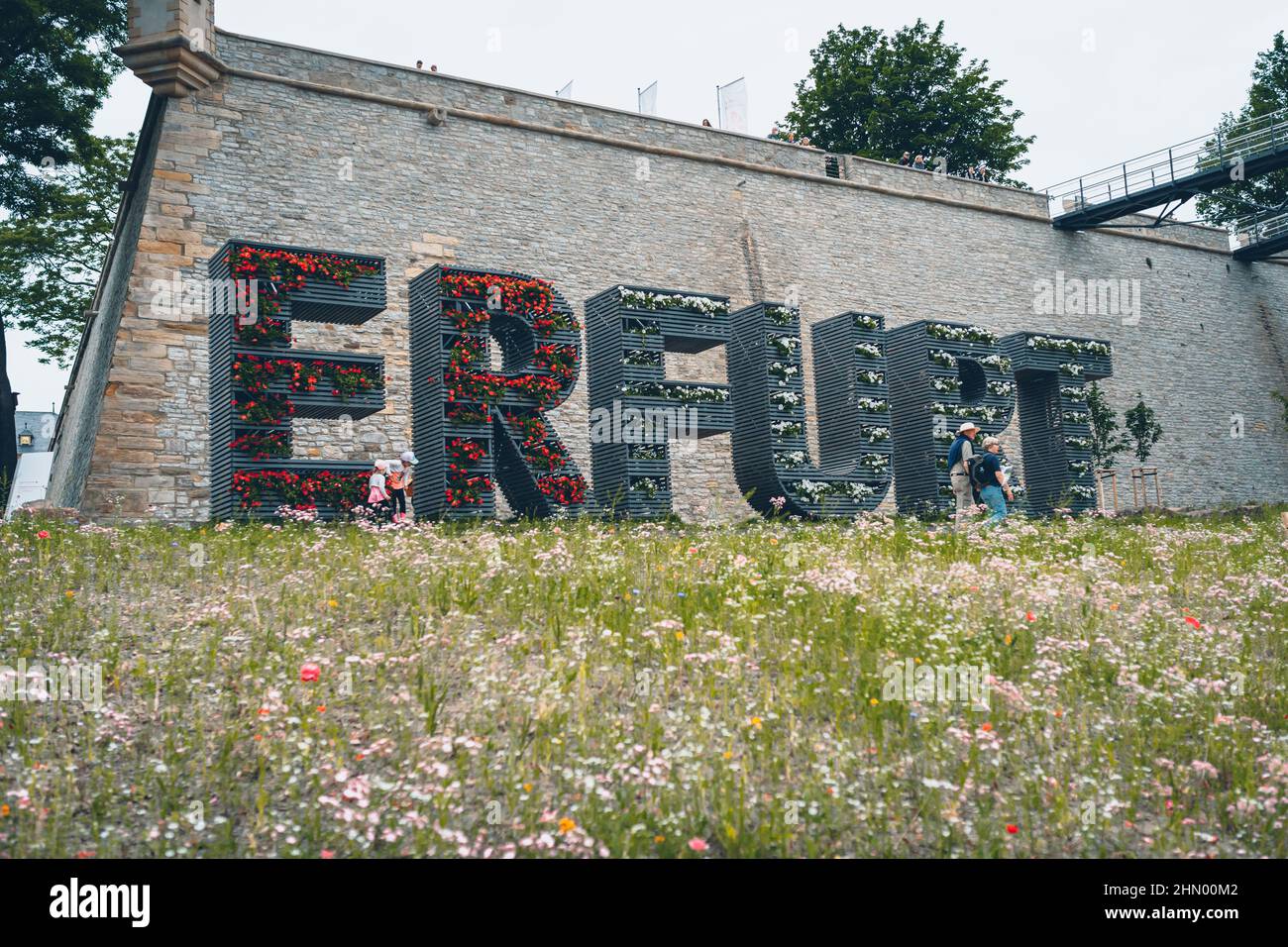 Sign of Erfurt city in big capital letters in Germany Stock Photo