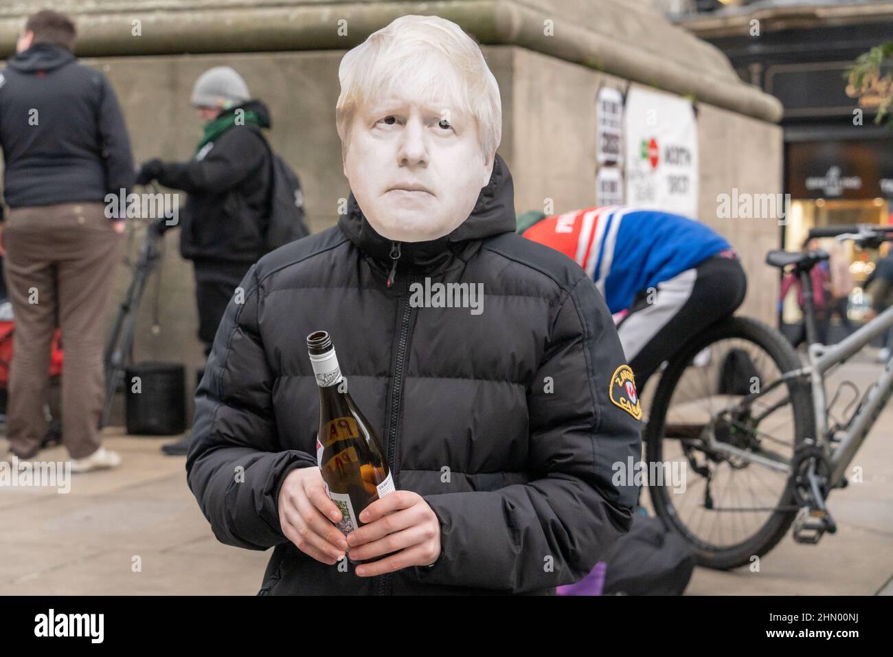 Protester highlighting the Cost of Living Crisis, in Newcastle upon Tyne, UK, against rising prices, inflation, organised by the People's Assembly. Stock Photo
