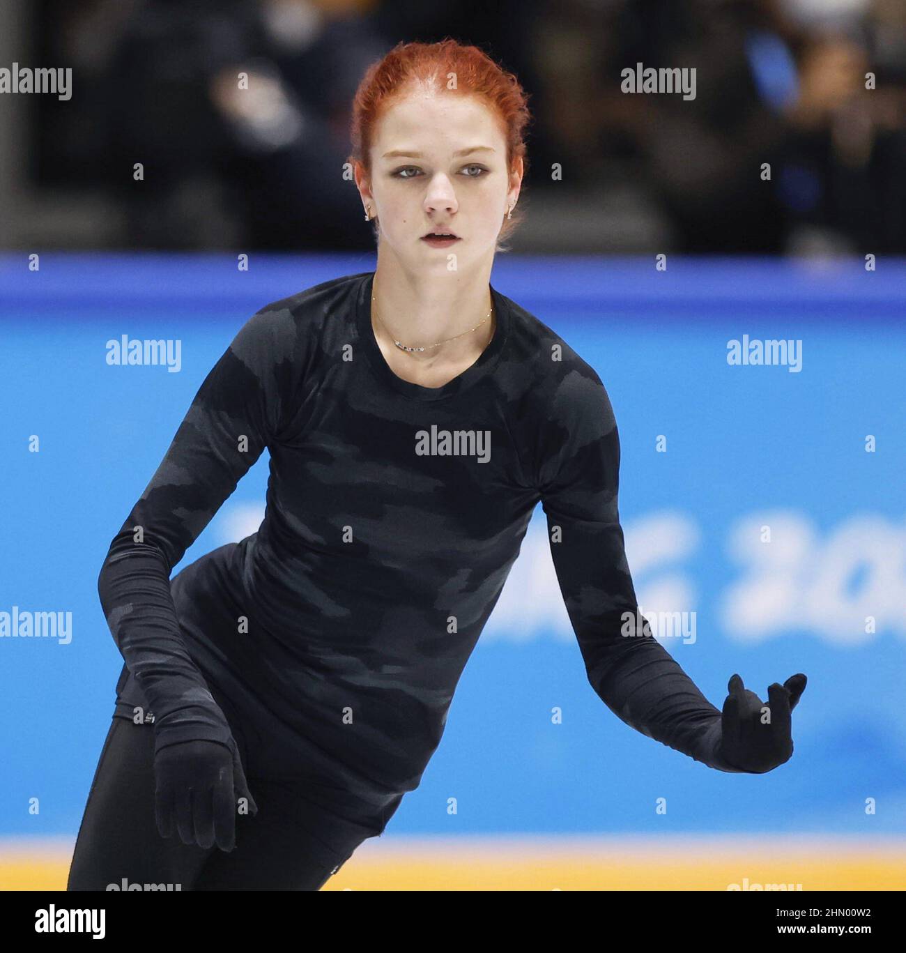Russian Olympic Committee figure skater Alexandra Trusova takes part in
