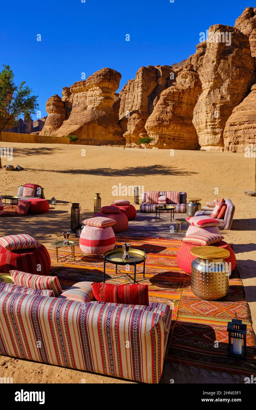 Saudi Arabia, Al Madinah Region, AlUla or Al Ula, Habitas hotel Stock