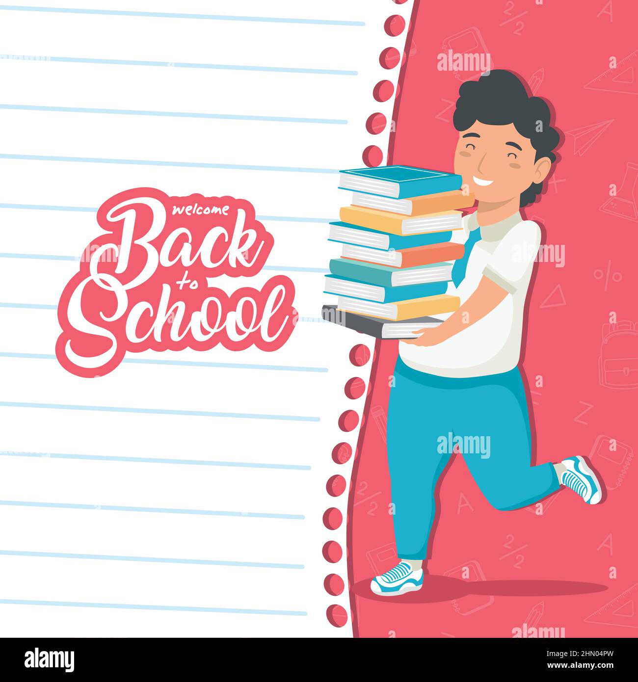 back school, boy student holding books design Stock Vector Image & Art ...