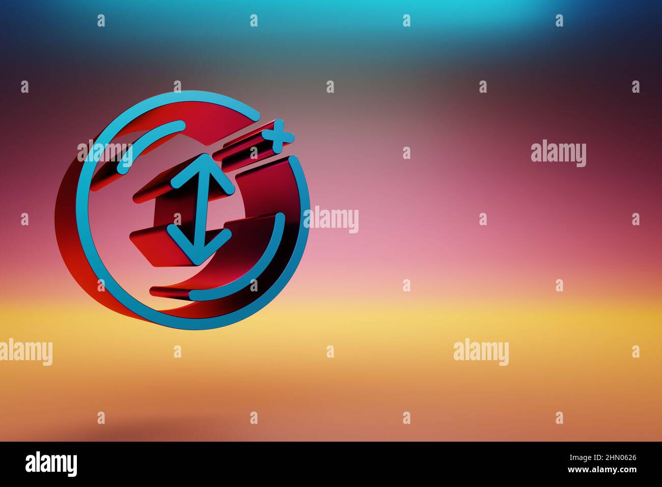 Beautiful blue-red Coin arrow up and down symbol icons on multicolor ...